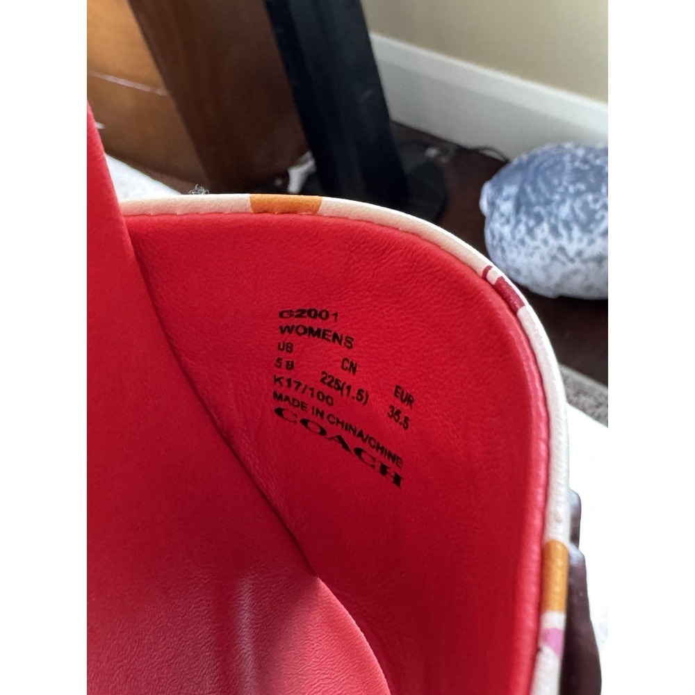 Coach Embroidered Slides Sandals Sz 5 Cherry Flowers Stars Sequins Glam Whimsy - Picture 6 of 6